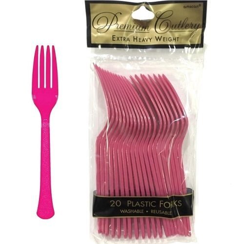 Magenta Plastic Forks 20pk Party Tableware 80003 - Party Owls