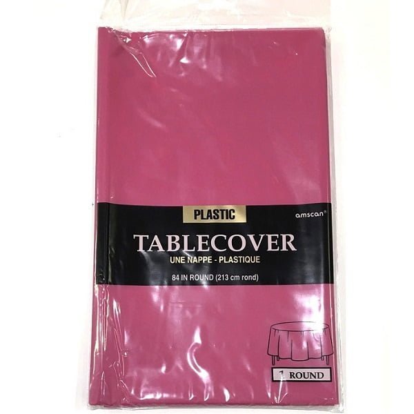 Magenta Round Plastic Table Cover Tablecloth 213cm 77018 - Party Owls