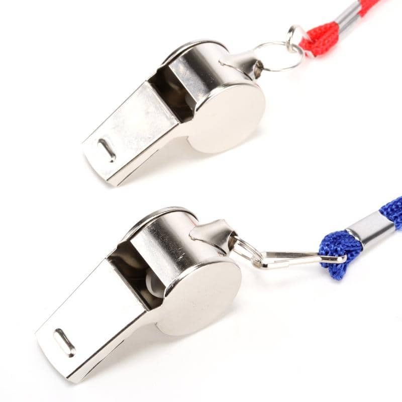 Metal Whistles 2pk With Red And Blue Cord 242429 - Party Owls
