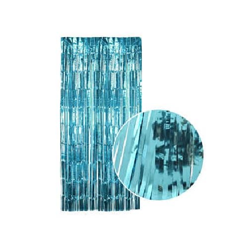 Metallic Light Blue Foil Curtain 2M x 1M Backdrop - Party Owls