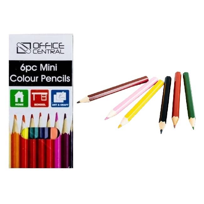 Mini Coloured Pencils 6pk Assorted Colours - Party Owls