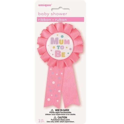Mum To Be Award Ribbon Badge Baby Shower Pink  13917 - Party Owls