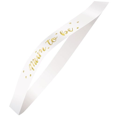 Gold Mum To Be Foil Stamped Satin Party Sash Baby Shower  73415 - Party Owls