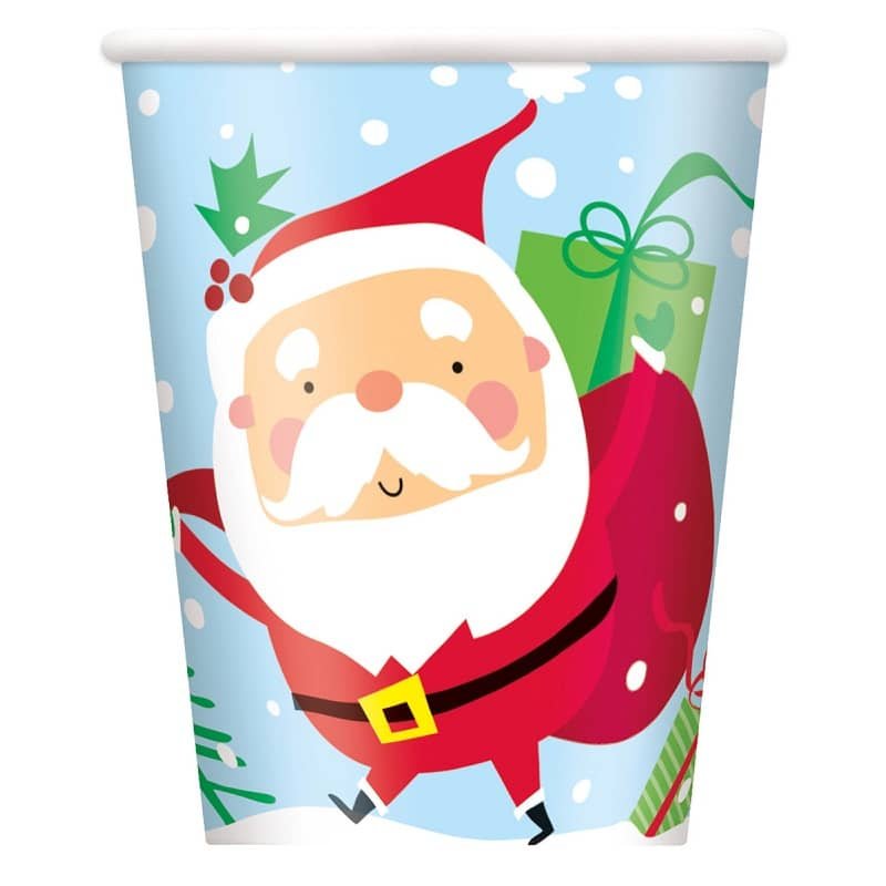 Christmas Colourful Santa Paper Cups 8pk  72866 - Party Owls