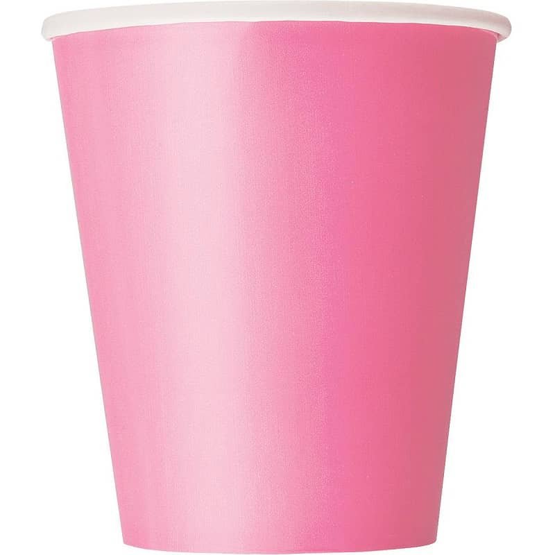 Hot Pink Solid Colour Paper Cups 8pk 31396 - Party Owls