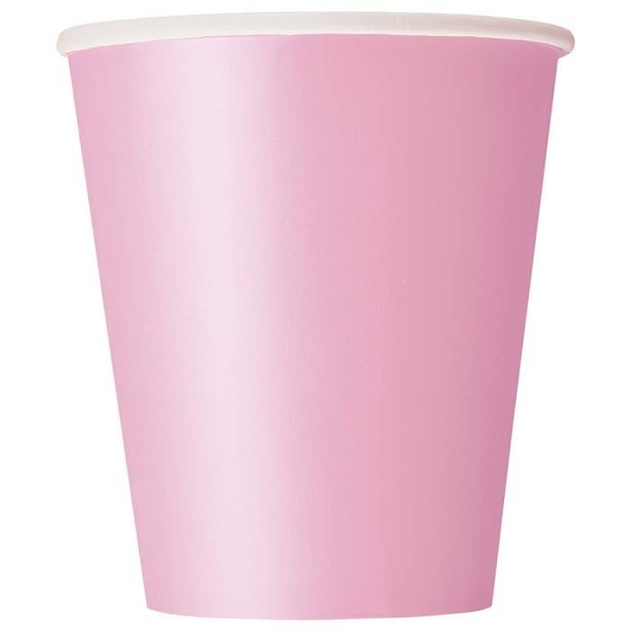 Lovely Pink Solid Colour Paper Cups 8pk 30882 - Party Owls