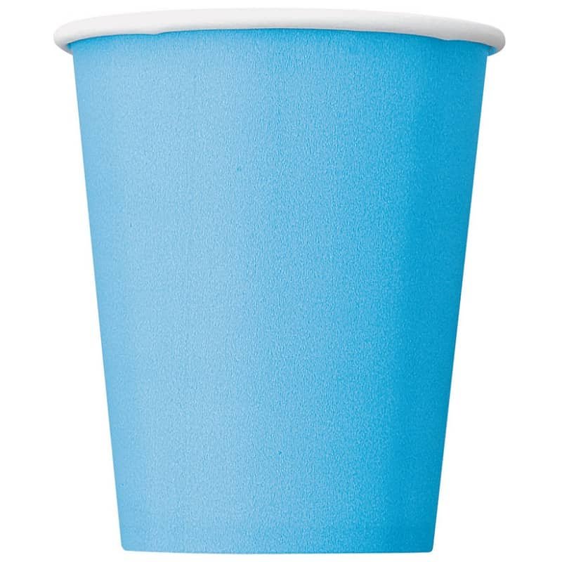 Powder Blue Solid Colour Paper Cups 8pk 30902 - Party Owls