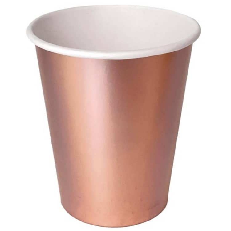 Paper Cups 8pk Rose Gold Solid Colour Tableware E7753 - Party Owls