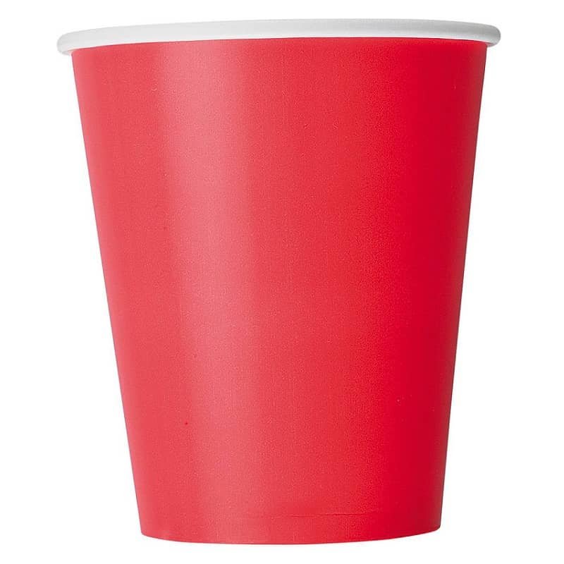 Paper Cups 8pk Ruby Red Solid Colour Cups 3126 - Party Owls