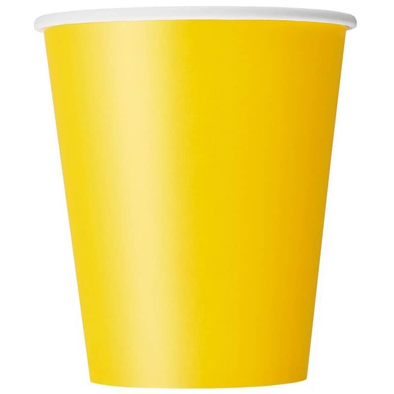 Yellow Solid Colour Paper Cups 8pk 3186 - Party Owls