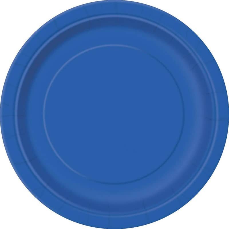 Royal Blue Small Round Paper Plates 18cm (7") 8pk Solid Colour 31464 - Party Owls