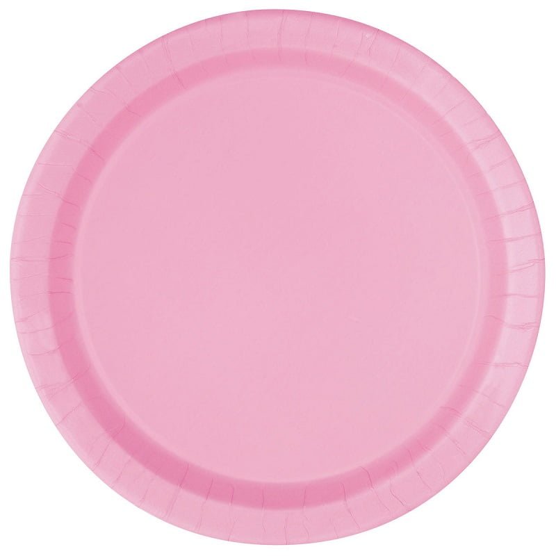 Lovely Pink Small Round Paper Plates 18cm (7") 8pk Solid Colour 30876 - Party Owls