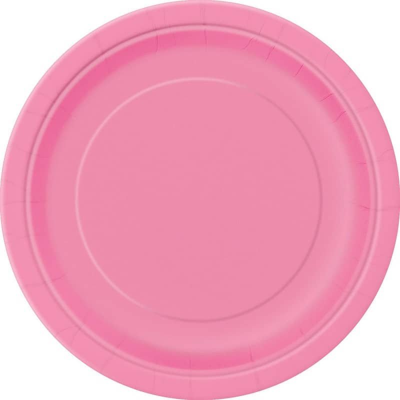 Hot Pink Large Round Paper Plates 23cm (9") 8pk Solid Colour 31395 - Party Owls