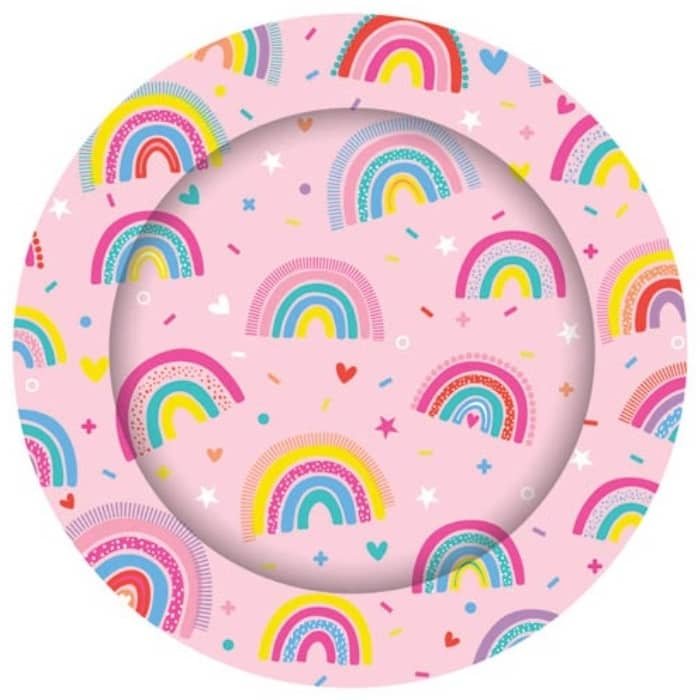 Rainbow Paper Plates 23CM (9") 8pk E7228 - Party Owls