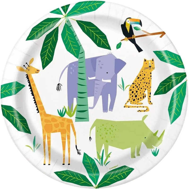 Jungle Animals Safari Paper Plates 23CM (9") 8pk  73925 - Party Owls