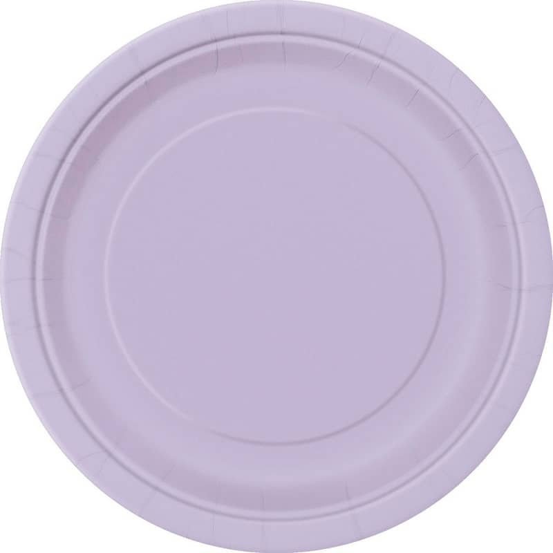 Lavender Large Round Paper Plates 23cm (9") 8pk Solid Colour  31355 - Party Owls