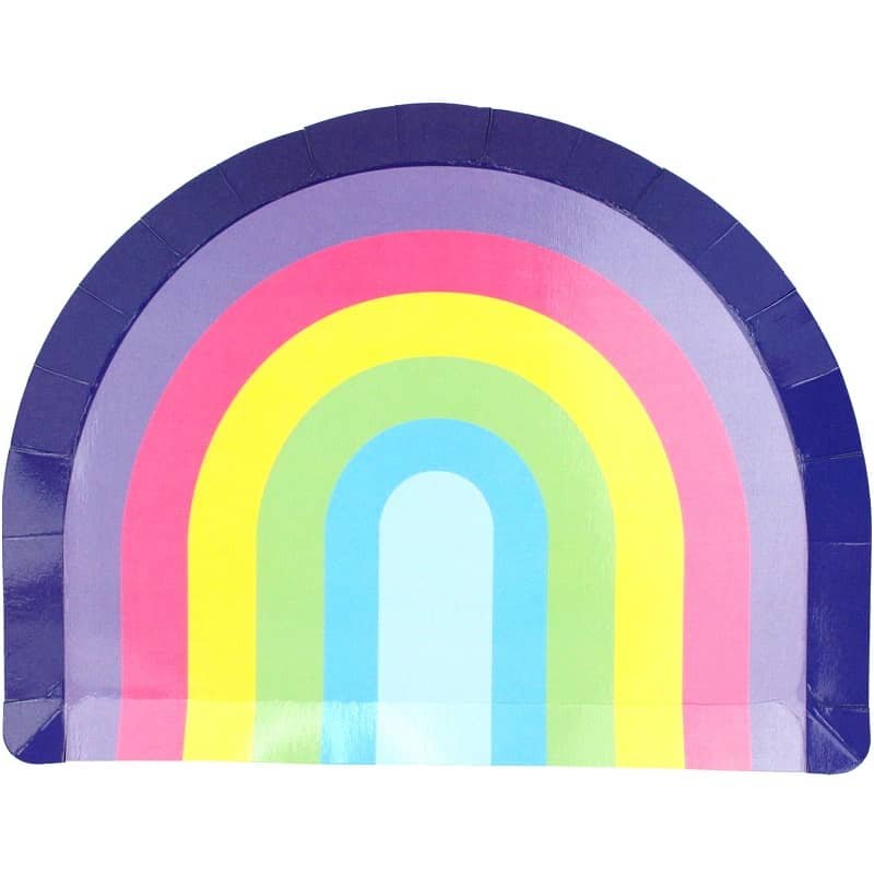 Rainbow Shape Paper Plates 26CM (10") 8pk  E6618 - Party Owls