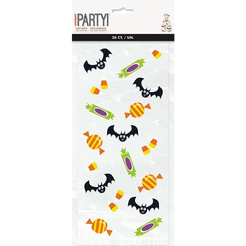 Halloween Cello Bags 20pk Bats & Candy Party Bags78011 - Party Owls