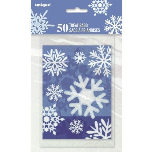 Party Bags 50pk Small Frozen Snowflake Christmas Party Bags 46809 - Party Owls