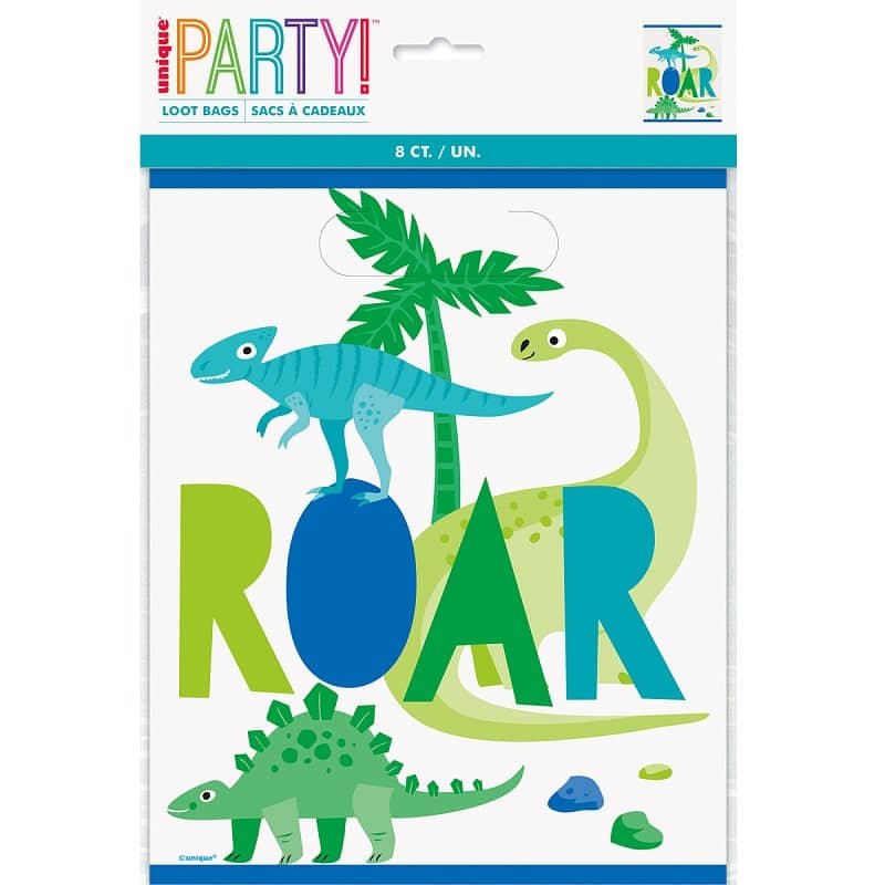 Dinosaurs Plastic Party Bags 8pk 78312 - Party Owls