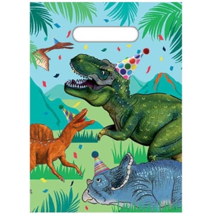 Dino Dinosaurs Plastic Party Bags 8pk E7225 - Party Owls