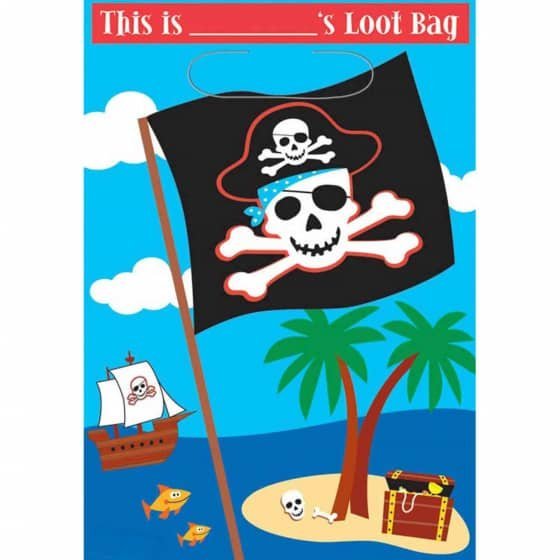 Pirate Plastic Party Bags 8pk Favours Loot 378220 - Party Owls
