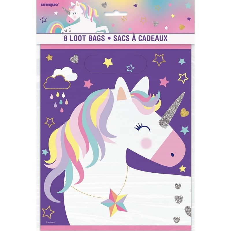 Unicorn Party Bags 8pk Loot Lolly Treat Favour Bags 72506 - Party Owls