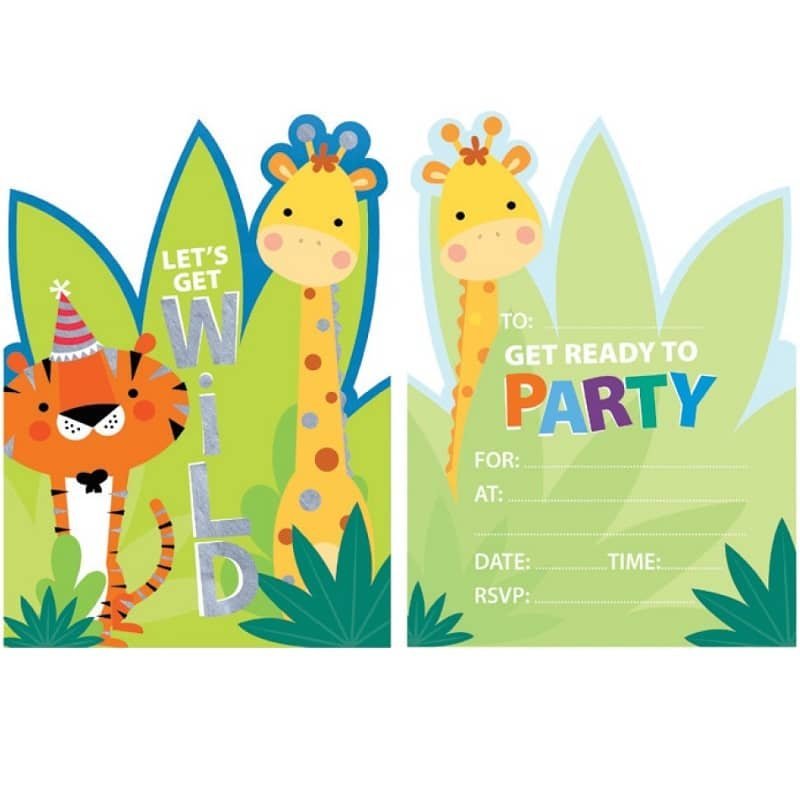 Jungle Animals Party Invitations 8pk E5956 - Party Owls