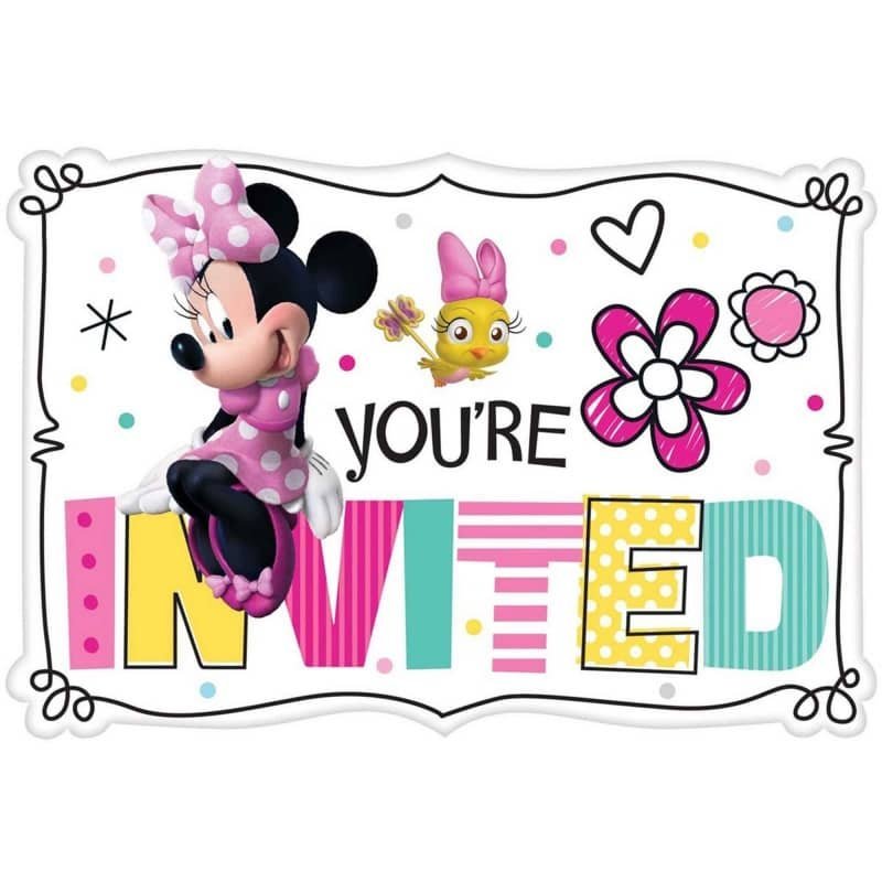 Disney Minnie Mouse Postcard Party Invitations 8pk 491868 - Party Owls