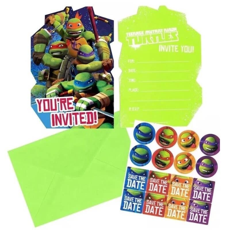 Party Invitations 8pk Teenage Mutant Ninja Turtles TMNT Invites 491194 - Party Owls