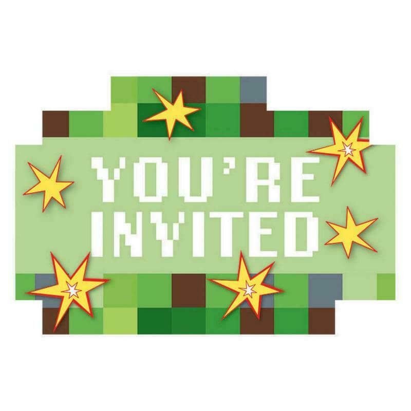 TNT Minecraft Style Party Invitations 8pk  491778 - Party Owls