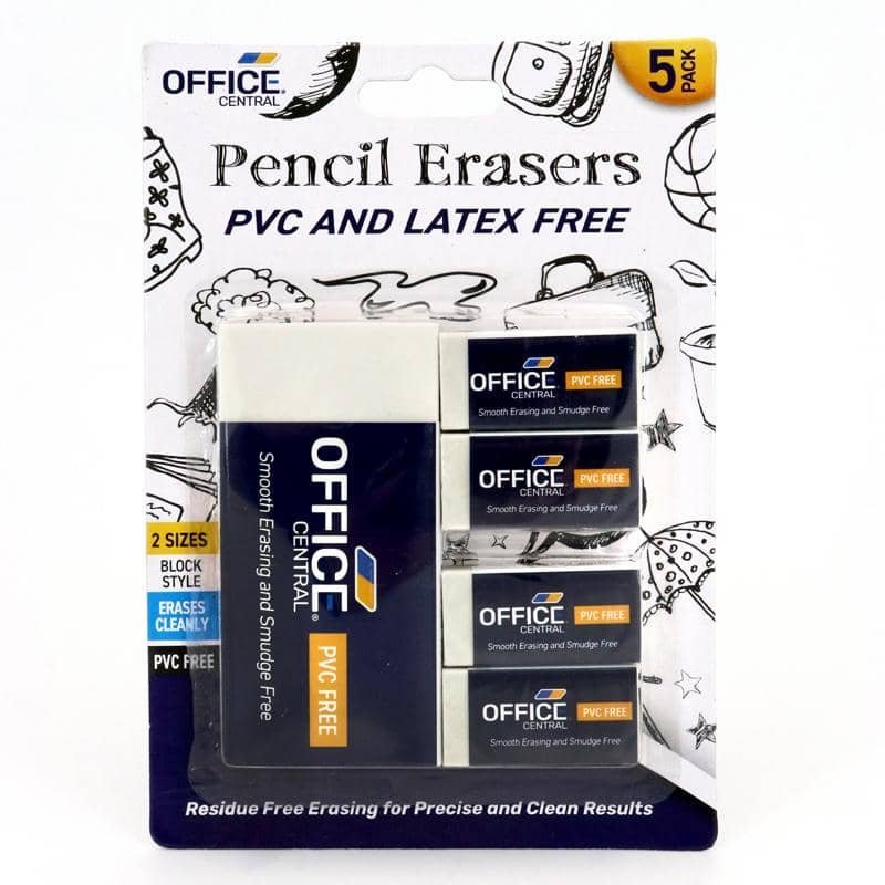Pencil Erasers 5pk White 2 Sizes 113538 - Party Owls