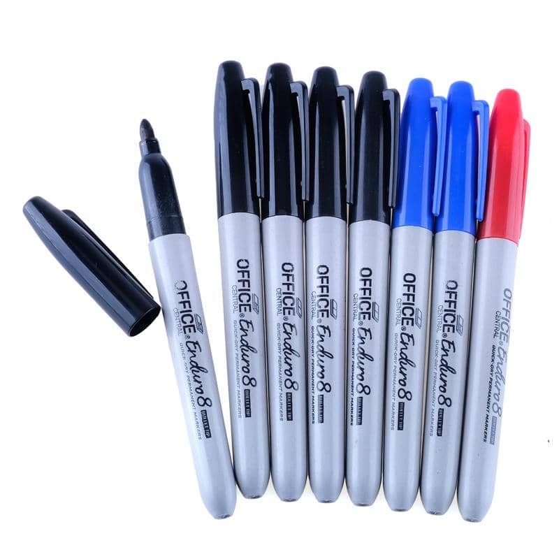 Permanent Markers 8pk Black Blue Red Bullet Tips - Party Owls