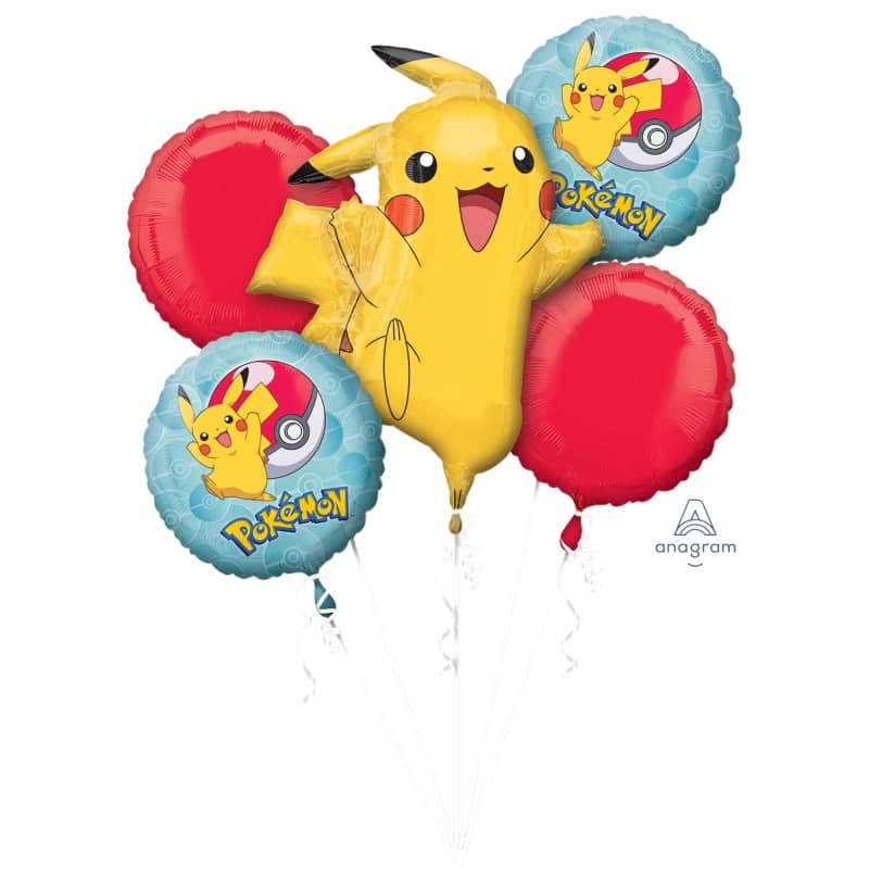 Pokemon Foil Balloon Bouquet 5pk Pikachu - Party Owls
