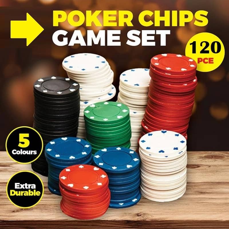 Poker Chips Set 120PCE Lightweight Tokens Night Casino Party Game 228133 - Party Owls