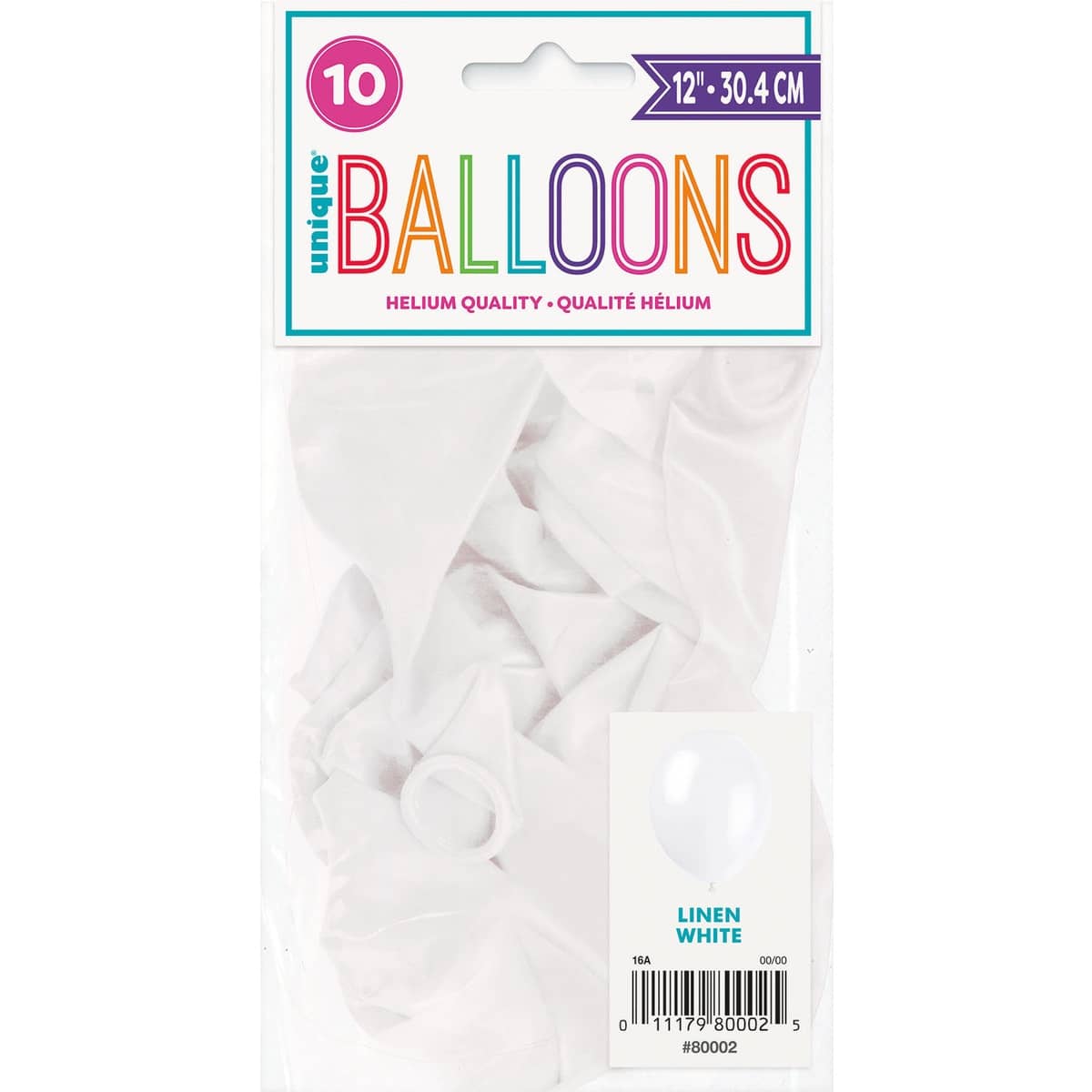 Premium Linen White Latex Balloons 30CM (12") 10pk Solid Colour - Party Owls