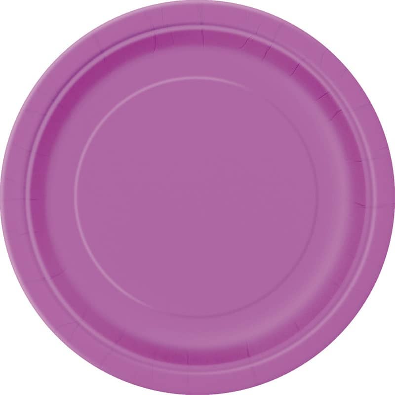 Pretty Purple Small Round Paper Plates 18cm (7") 8pk Solid Colour - Party Owls