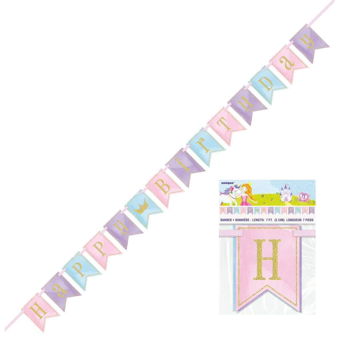 Princess Happy Birthday Pennant Banner 2.13M (7') - Party Owls
