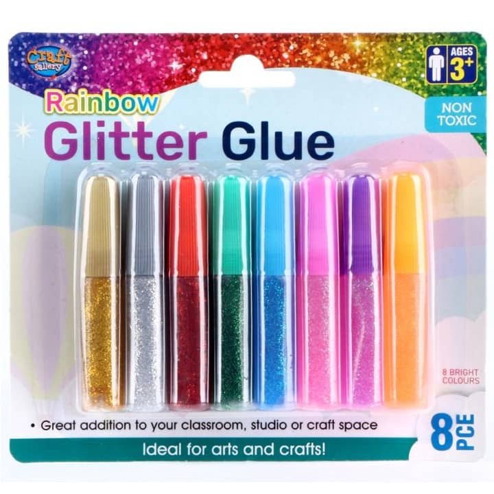 Rainbow Glitter Glue Set 8pk Craft Activities 252145 - Party Owls