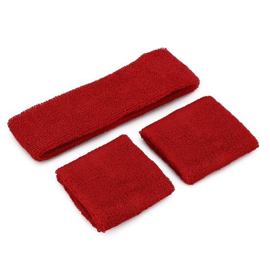 Red 80'S Cotton Wristbands Headband Sweatbands Set 14900-03 - Party Owls