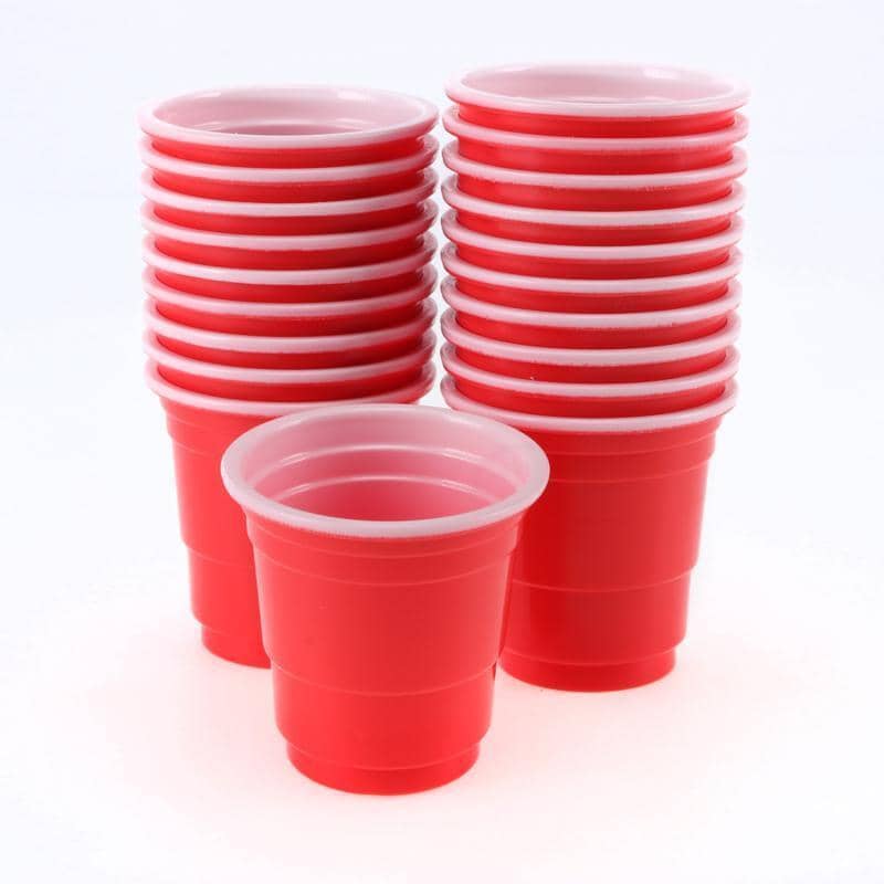 Red Plastic Shot Glasses 60ml 30pk American Style - Party Owls