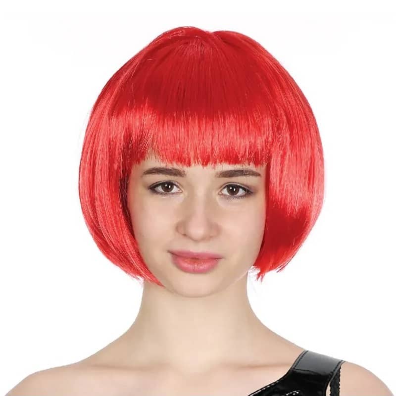 Red Short BOB Wig With Fringe - Party Owls