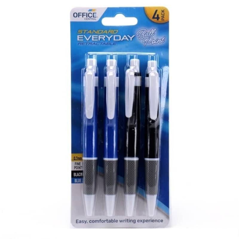 Retractable Ballpoint Pens 4pk Black And Blue Ink Colour - Party Owls
