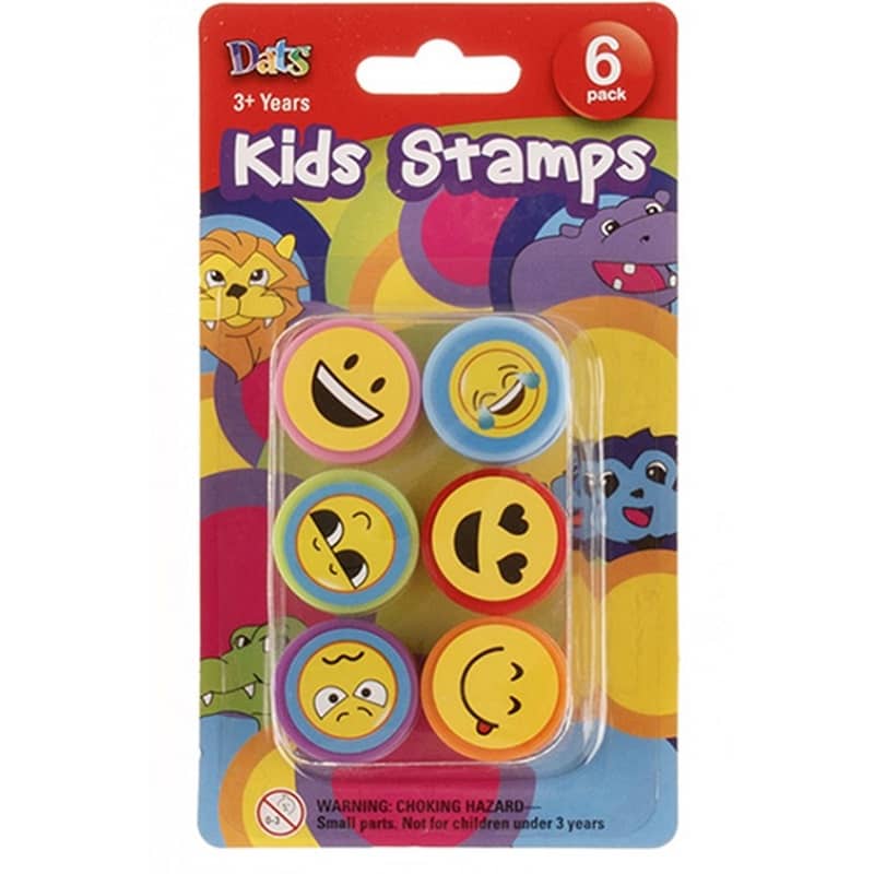 Reward Stamps 6pk Smiley Faces Toys Art Craft Party Favours - Party Owls