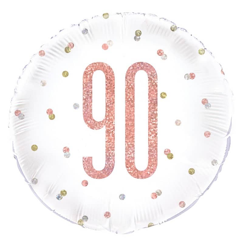 Rose Gold 90th Birthday Foil Prismatic Balloon 45CM (18") - Party Owls
