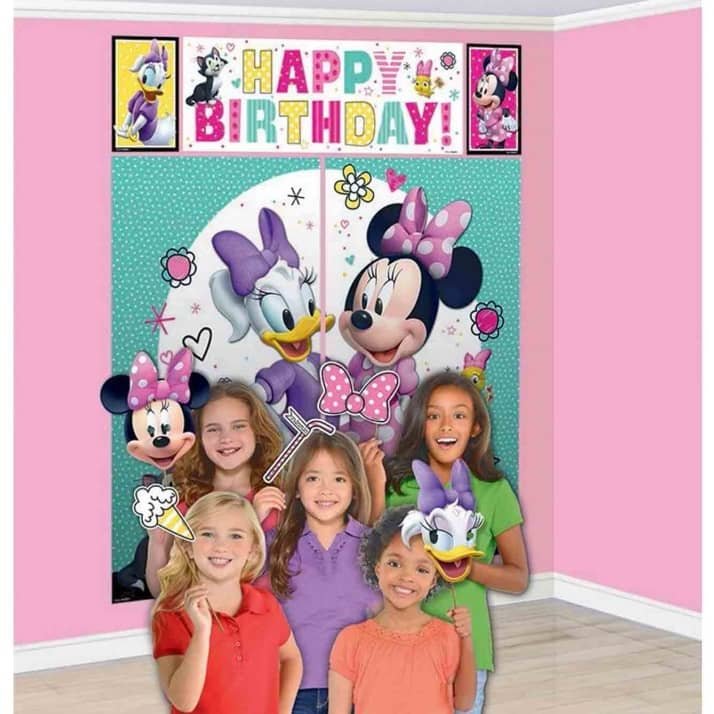 Disney Minnie Mouse Scene Setter With 12 Photo Props  Backdrop 670704 - Party Owls