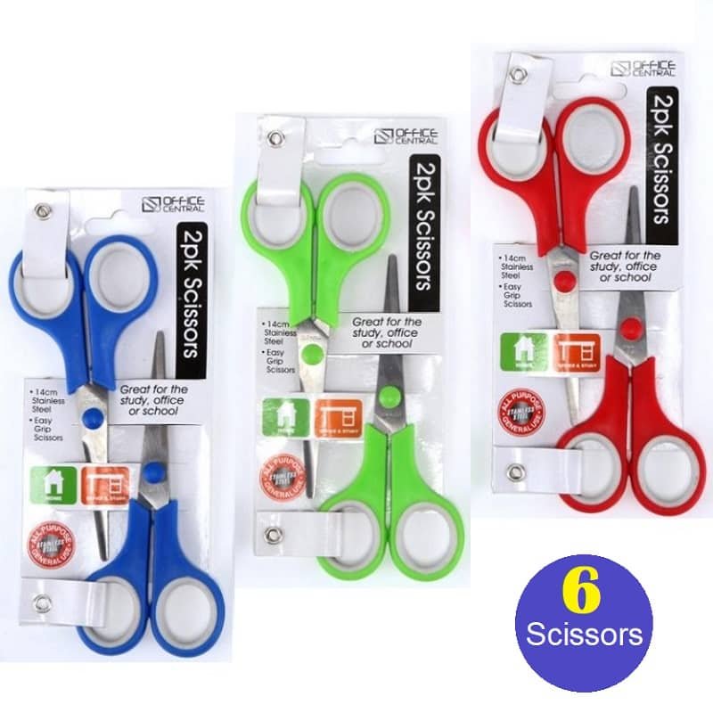 Scissors 14CM 6pk Stainless Steel Household Office 222292 - Party Owls
