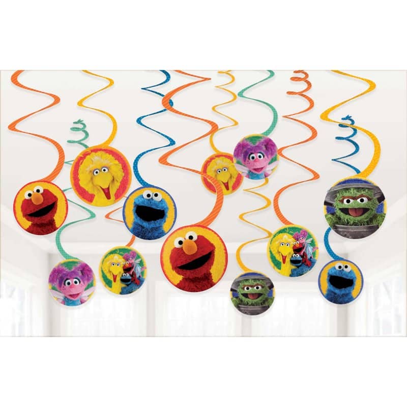 Sesame Street Hanging Swirl Decorations 12pk - Party Owls