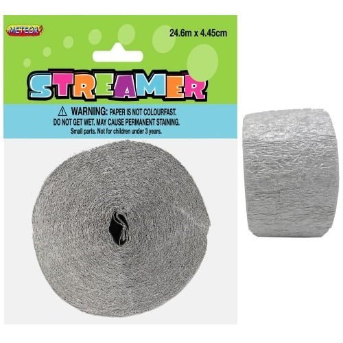 Silver Crepe Streamer Paper Party Decorations 6376 - Party Owls