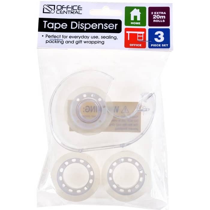 3 Small Clear Sticky Tapes With 1 Dispenser - Party Owls